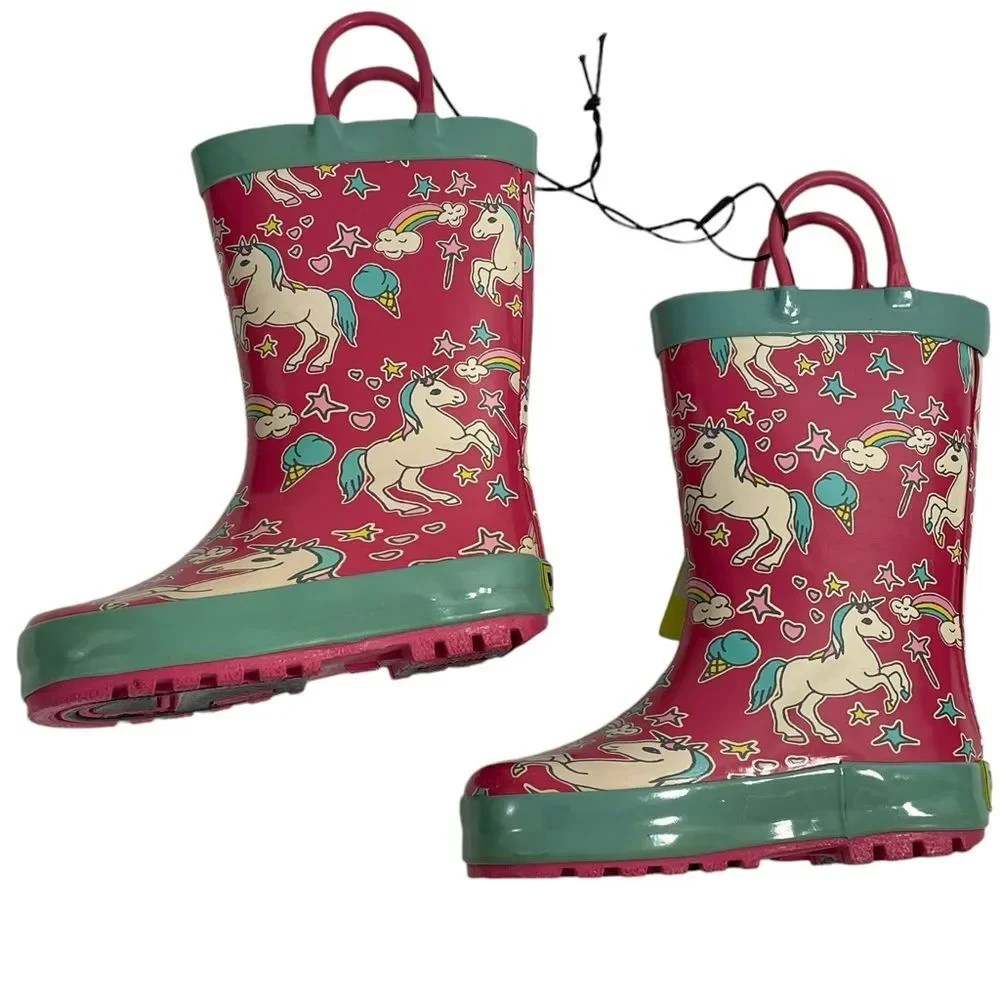 NWT Western Chief Girls Fuchsia Pink Sweet Unicorn Rain‎ Boots Size 7/8 Shoes